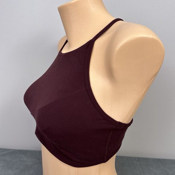Lululemon Flow Y Wrap-Front High-Neck Bra Size 8 Nulu Burgundy W2CXSS B/C Cup - Picture 3 of 8